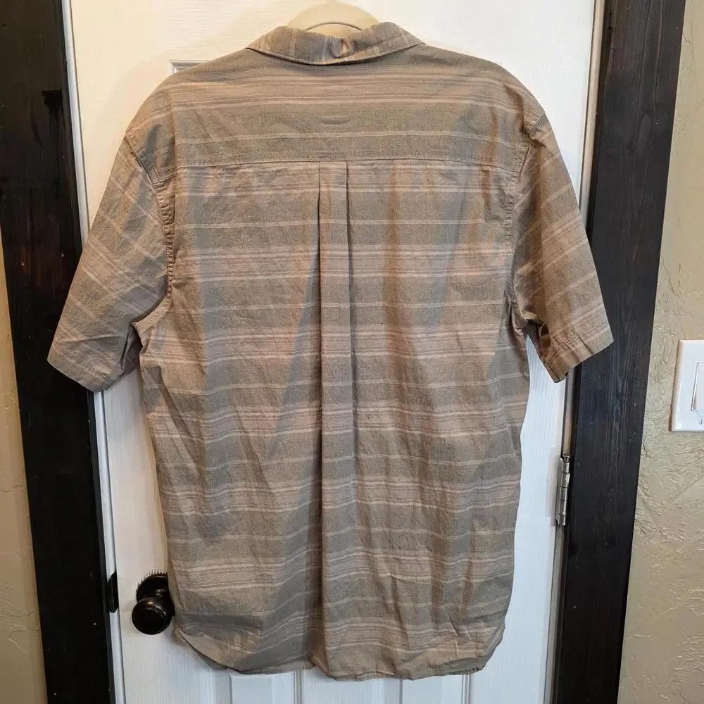 Voyager Men's XL Button-Up Shirt Brown Striped Cotton Blend - Picture 6 of 8